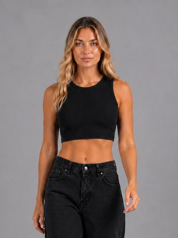 Cropped Essentials Liso Preto