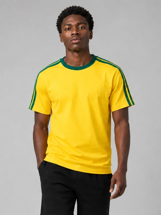 Camiseta Street Lisa Amarela com Listras