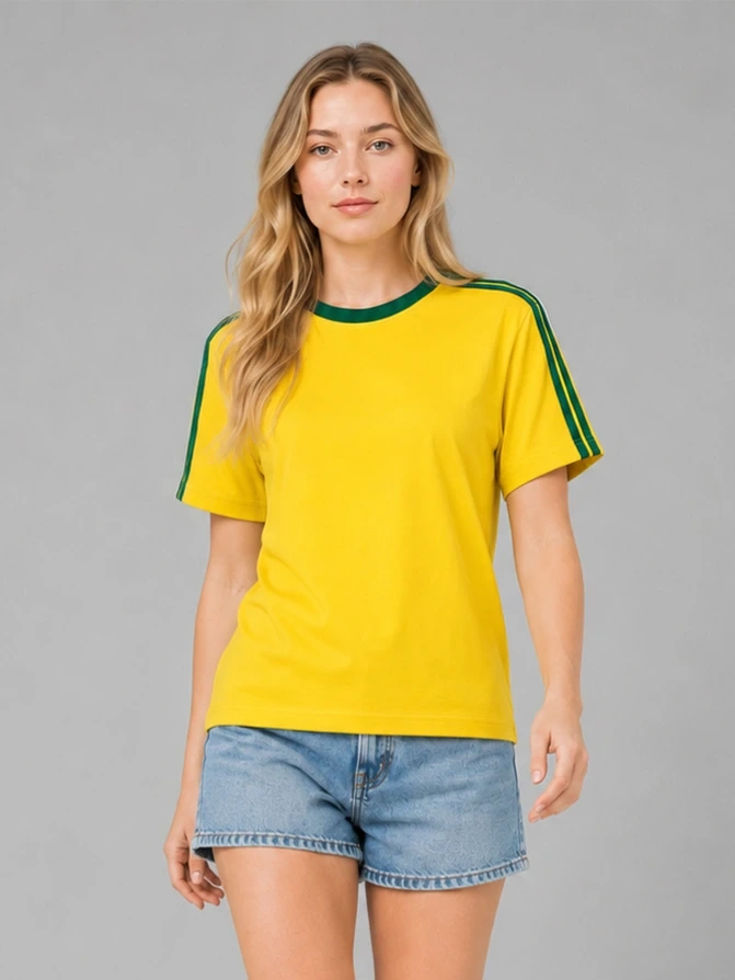 Camiseta Street Lisa Amarela com Listras